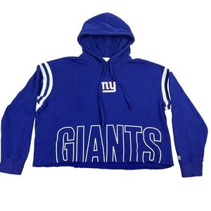 NFL New York Giants Cropped Pullover Hoodie XL Officially Licensed Tailgate Blue